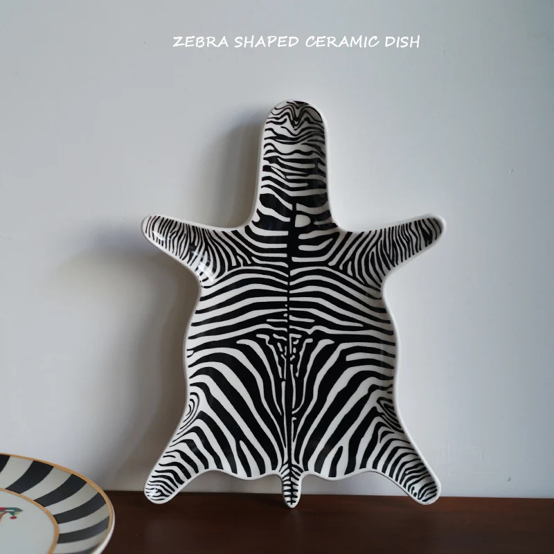 Nordic Zebra Shaped Ceramic Decorative Dishes Creative Living Room Bedroom Jewelry Rings Plates Storage Crafts Christmas Gifts