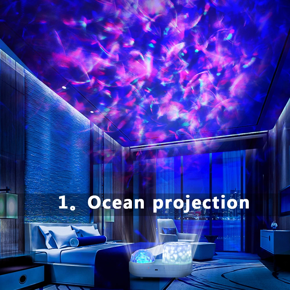 Imagem -02 - Galáxia Ocean Wave Projector Lamp Filme Tema Unicórnio 3d Night Light para Crianças Presente Ideal Giratório Decoração de Casa