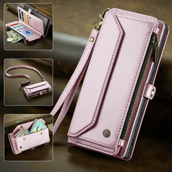 Multifunctional Wallet Leather Cards Solt Leather Case For Samsung Galaxy S24 Ultra S23 FE S22 Plus A55 A15 A35 Crossbody Cover