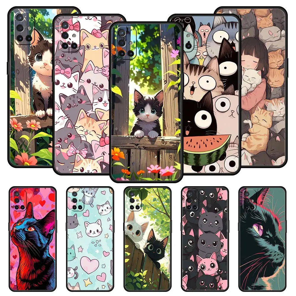 Coque de téléphone chat de dessin animé mignon, étui souple pour OnePlus 13 12 11 10 9 8 7T Pro 13R 12R 10R 9RT 8T Nord N200 N30 2T CE 2 3 5G Lite