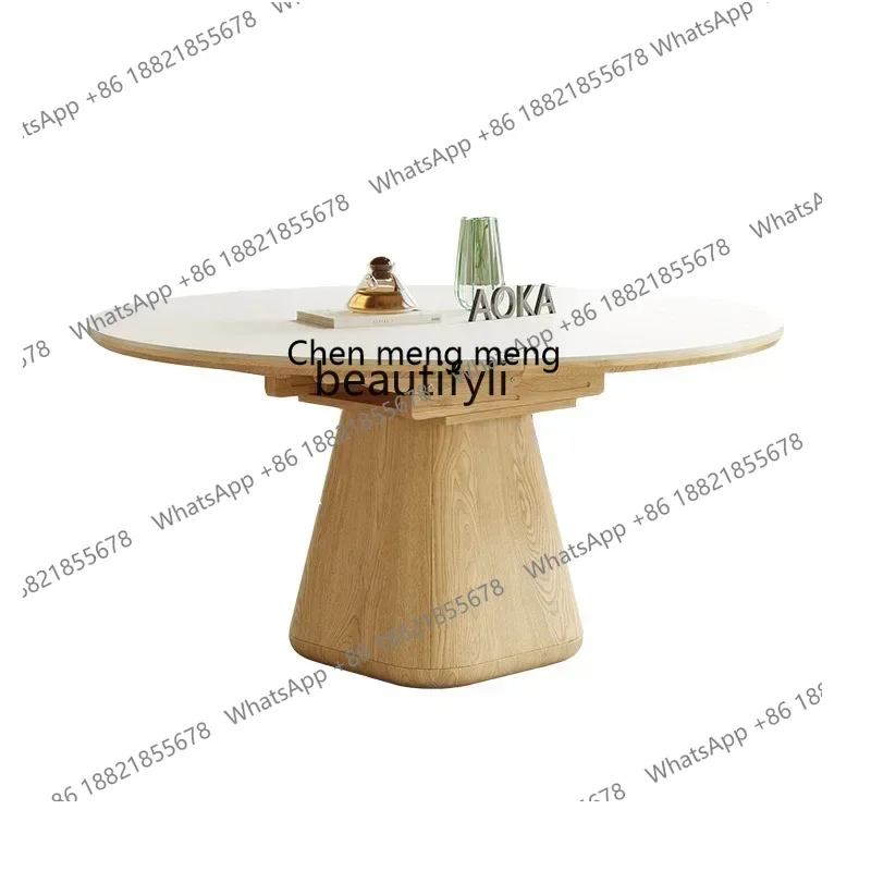 D178   Solid wood rock slab dining table square and round round modern household rectangular dining table