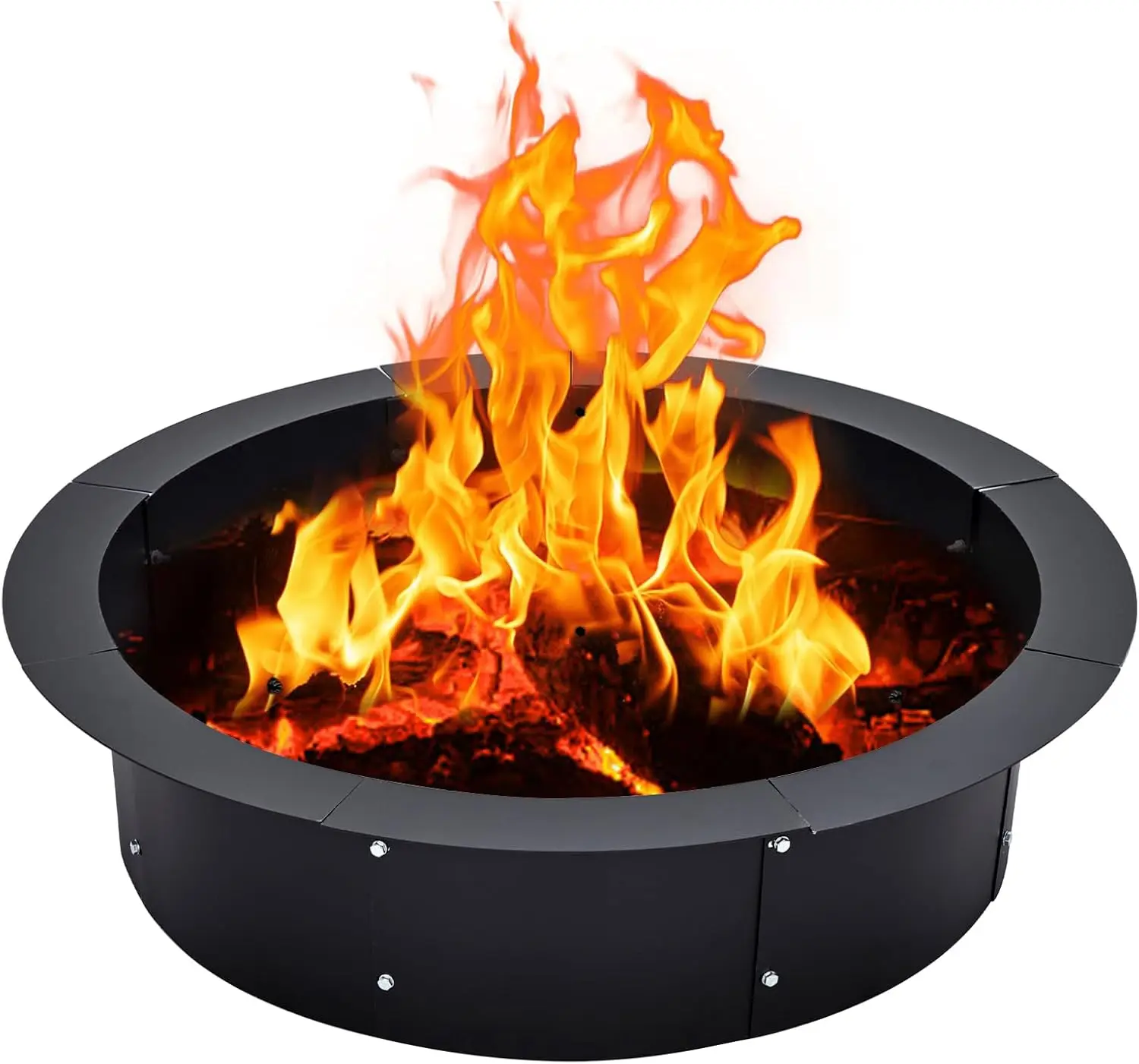 Fire Pit Ring, Fire Ring for Outside, 3.0mm Thick Metal Steel Duty Solid Round Fire Pit Insert, DIY Fire Pit Liner Campfire Ring