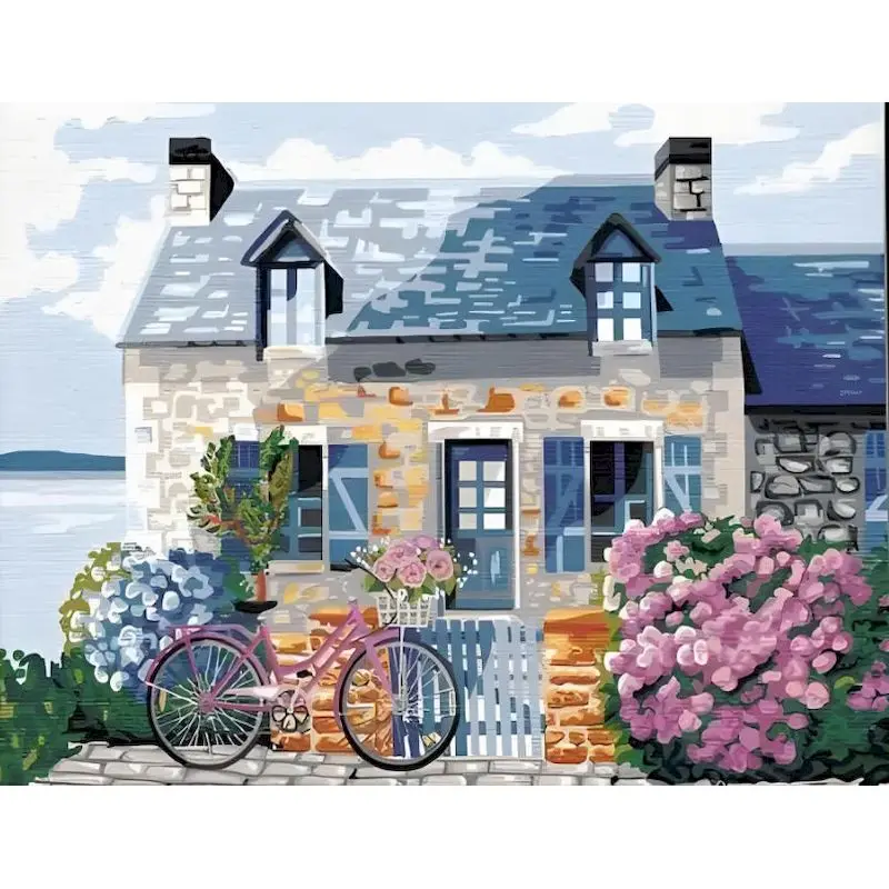 GATYZTORY Diy Oil Painting By Numbers House scenery Picture Frame Drawing On Canvas digital oil painting Watercolor Adults
