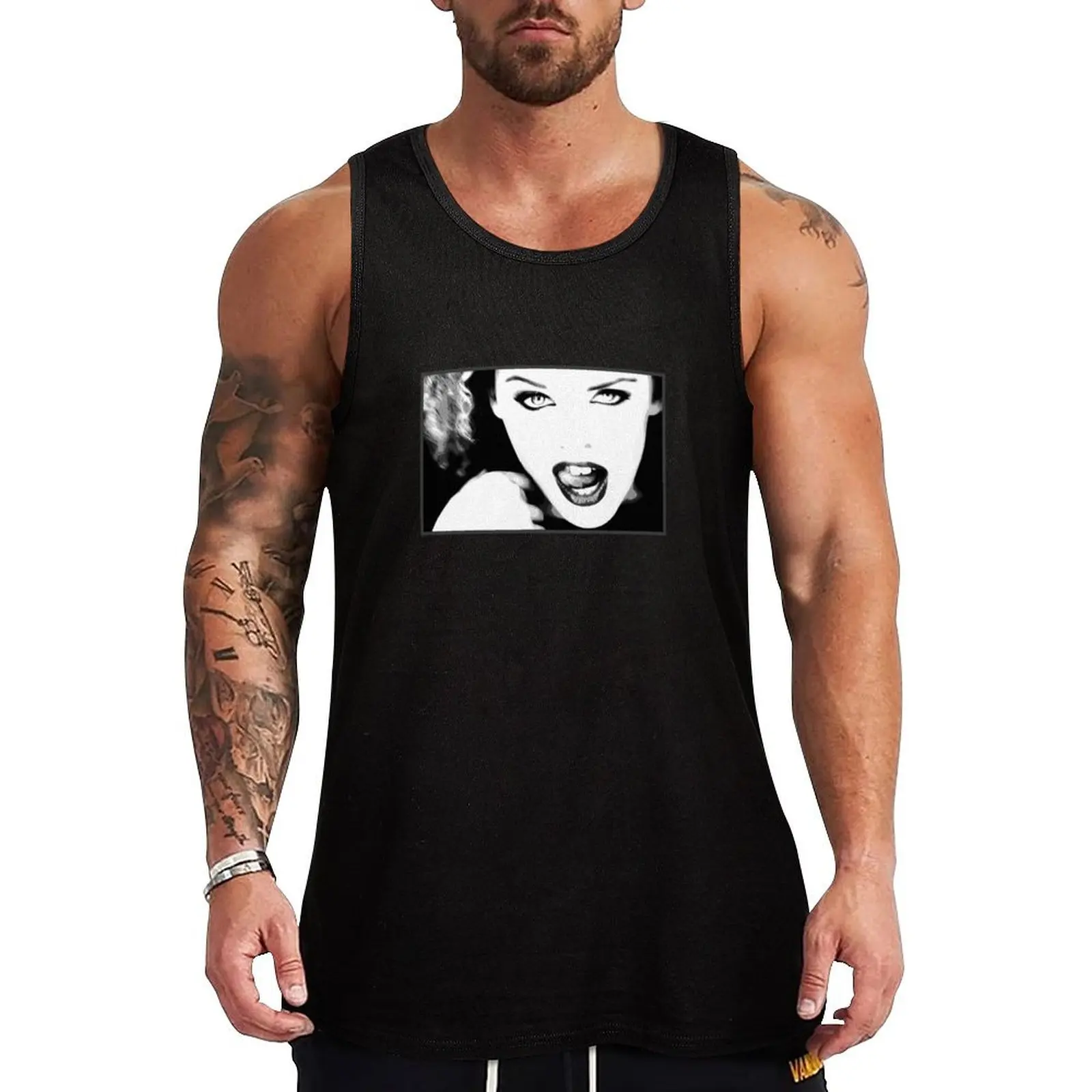 Kylie Minogue - Confide in Me (black and white) Tank Top Outdoor Work Tank Top Rugged Sleeveless Wear