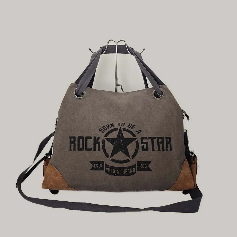 

Large Retro Canvas shoulder Bag - Adjustable Shoulder Strap Vintage Paris Stamp Print - Stylish Crossbody Bag for Women