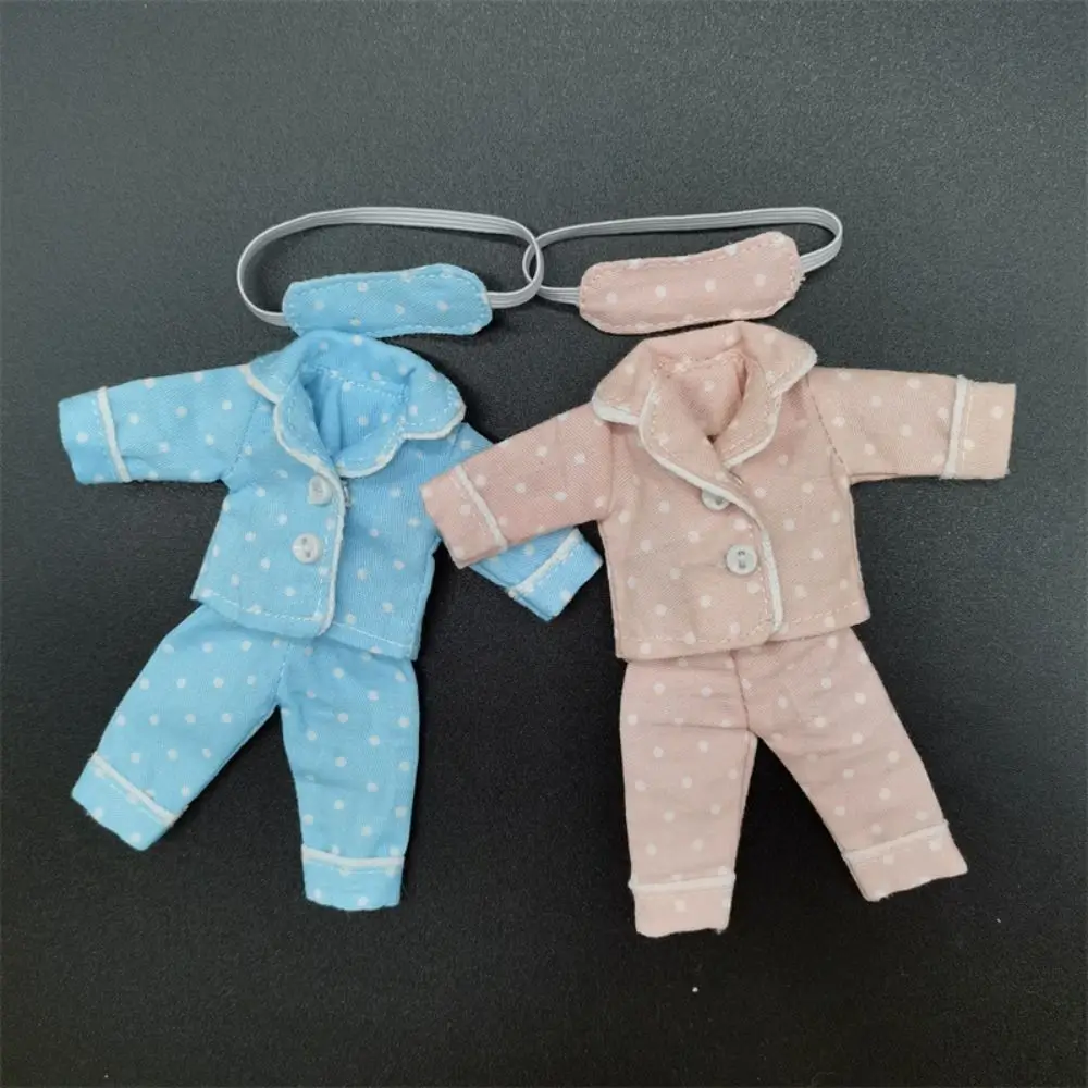 

Playing House Shirt Pants Doll Pajamas Eye Mask Changing Ob11 Sleep Clothes Dress Up 6 Colors Obitsu 11 Clothes DIY Toy
