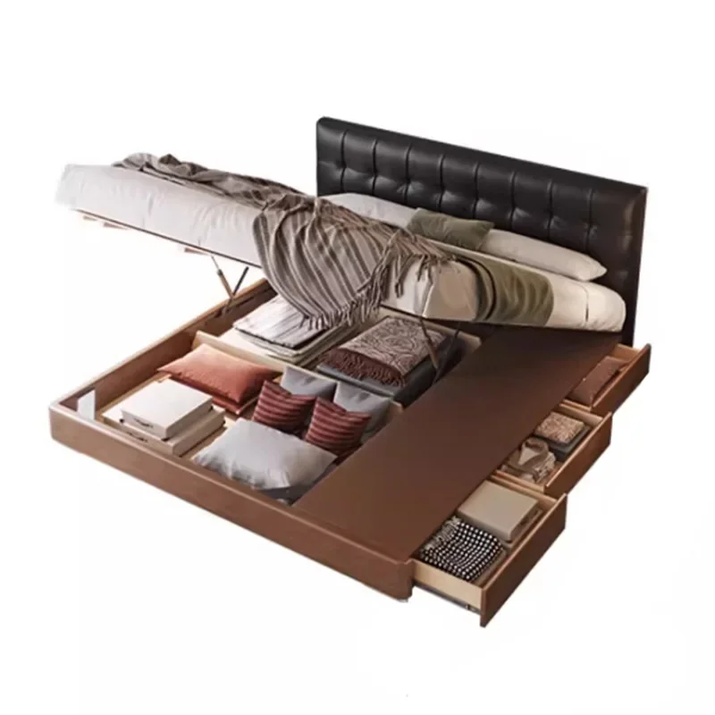 

Leather bed retro medieval Italian minimalist