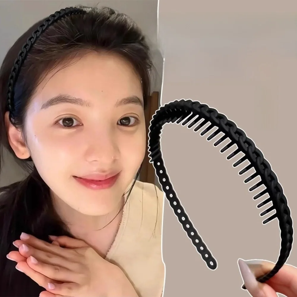 Frosted Texture Anti Slip Headbands Anti-Slip Teeth Thin Braided Toothed Headbands Toothed Design Multicolor Wave Hair Bands