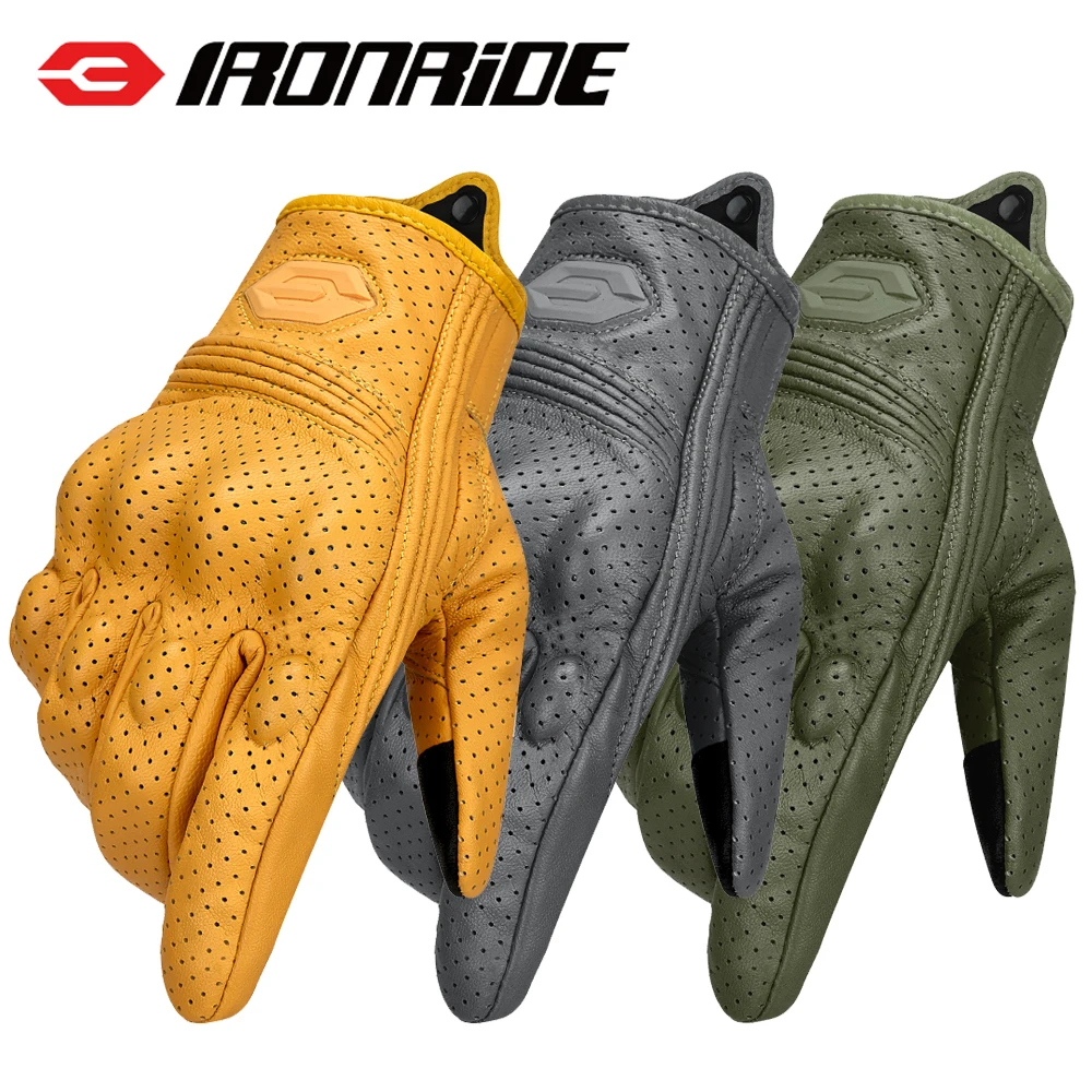 

Motorcycle Gloves Anti Drop Breathable Touch Screen Off-road Racing Gloves Goat Leather Outdoor Riding Full Finger Gloves