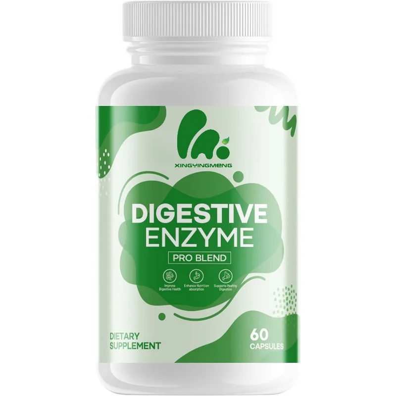 

Probiotic digestive enzyme supplement containing lactase, bromelain, papain - supports intestinal health with 60 vegan capsules