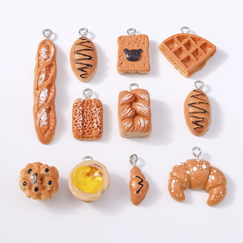 

Duarte 20Pcs/Lot Cute Resin Food Baking Cake Bread Charms Pendants for Jewelry Making DIY Necklaces Earrings Bracelets Accessory