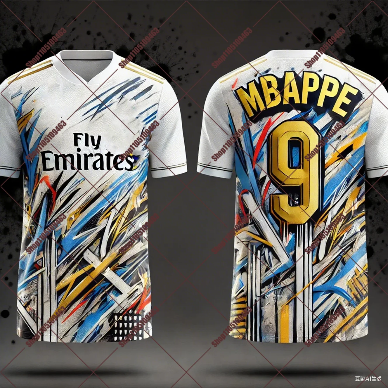 2026 AI Design Mbappe لكرة القدم جيرسي تنفس مريح لكرة القدم قميص قصير الأكمام الرجال ملابس رياضية التدريب أعلى مروحة هدية