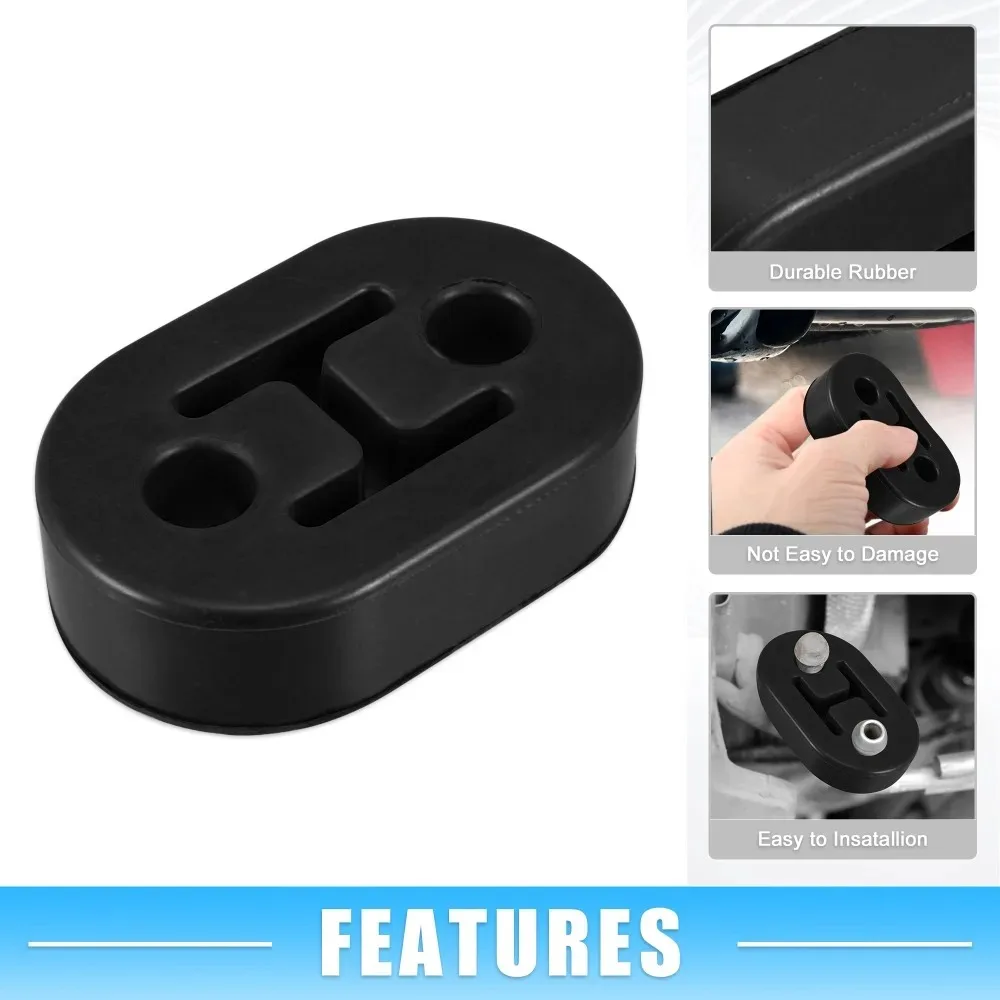 1/10pcs Car Exhaust Pipe Hanger Insulator Rubber Universal Black 2 Hole 11mm Diameter Tailpipe Mount Bracket Insulator