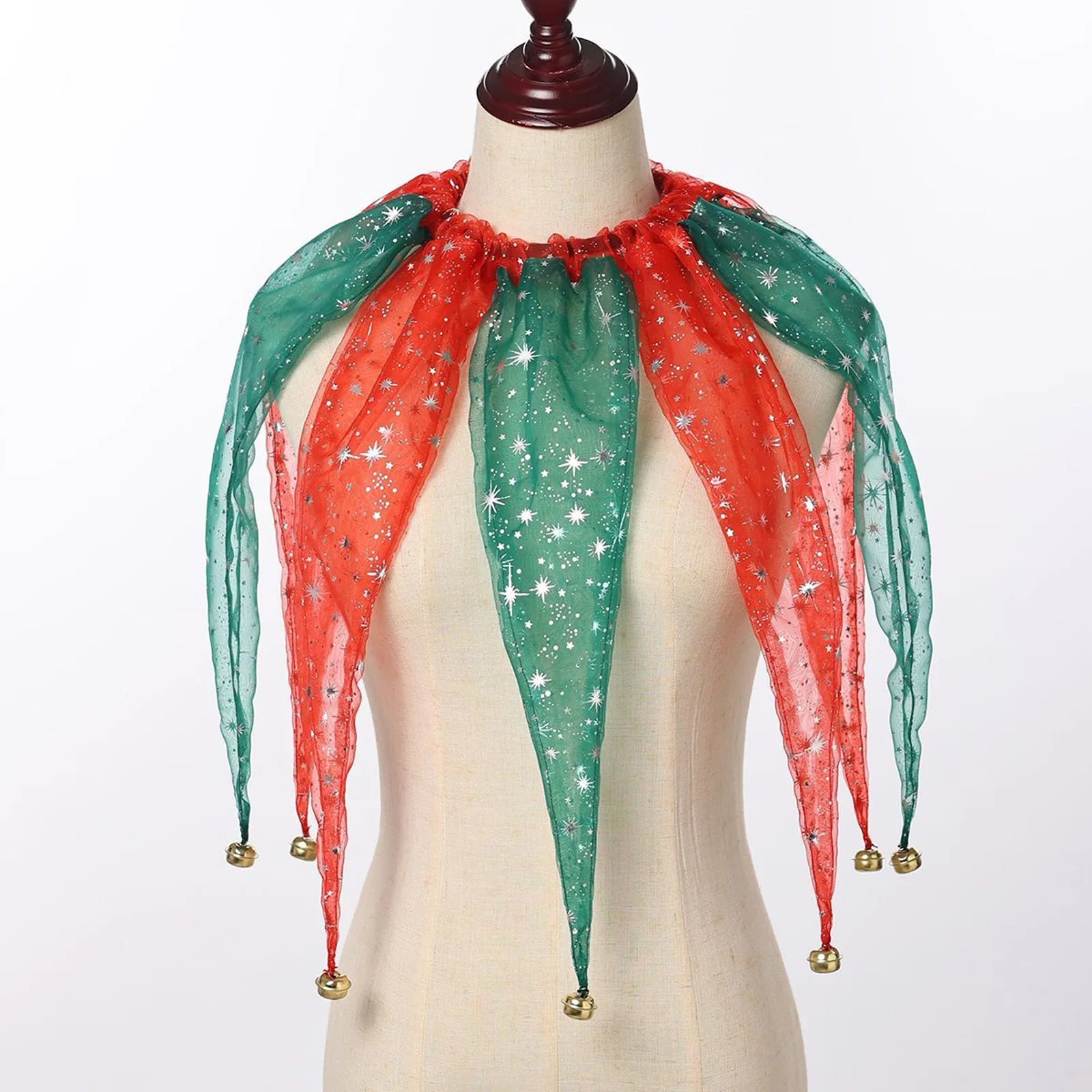 Collare da clown a punta Decor Collare per accessori per collo da giullare con costumi Jingle Bell per la festa di Natale