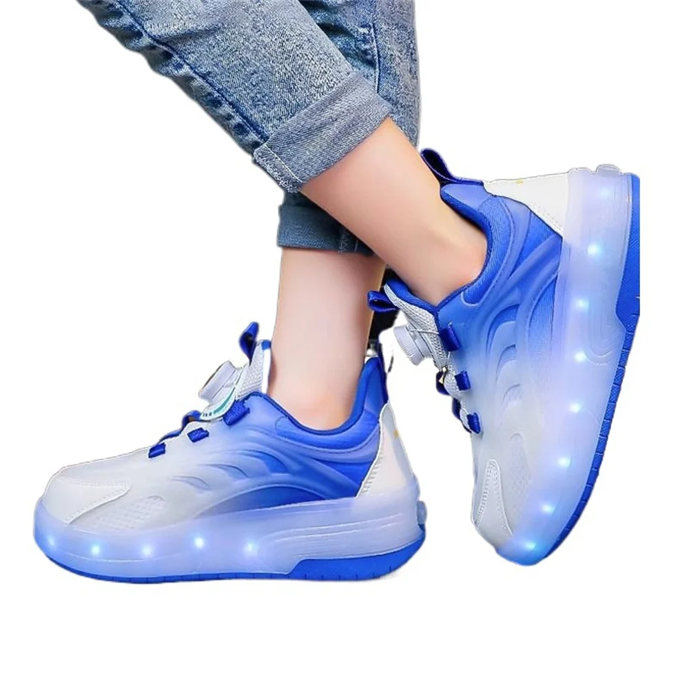 Children's walking shoes Boys' double wheels with flashing lights girls' roller skates with rotating buckle skates show shoes