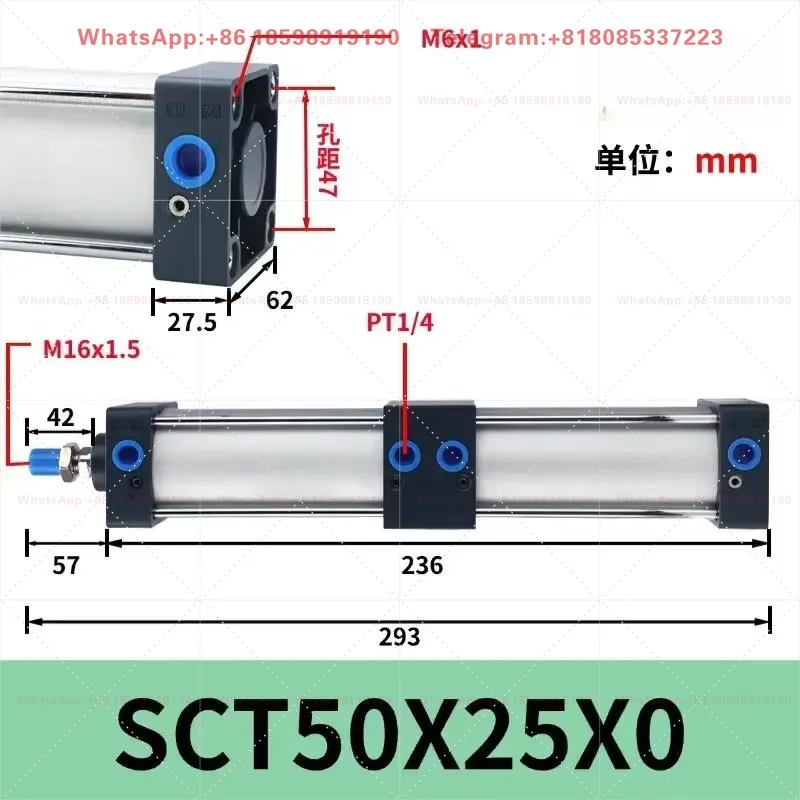 Pneumatic SCT Series 50/63 Cylinder Diameter Double Force Multi Position Cylinder Boosting High Thrust