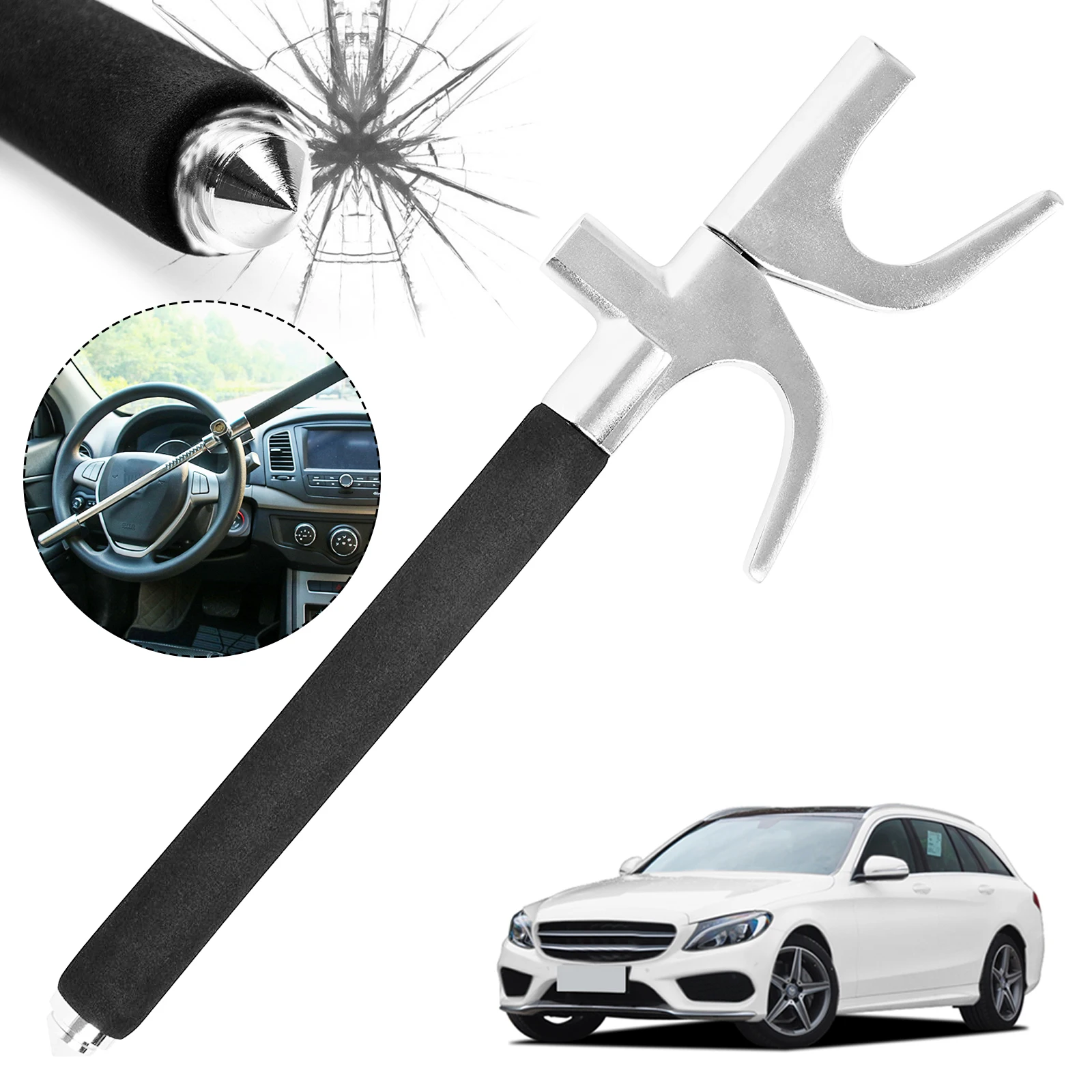 

Universal Car Anti-Theft Steering Wheel Lock High Safety Adjustable U Shape Stainless Lock for SUV Truck Car Security System New