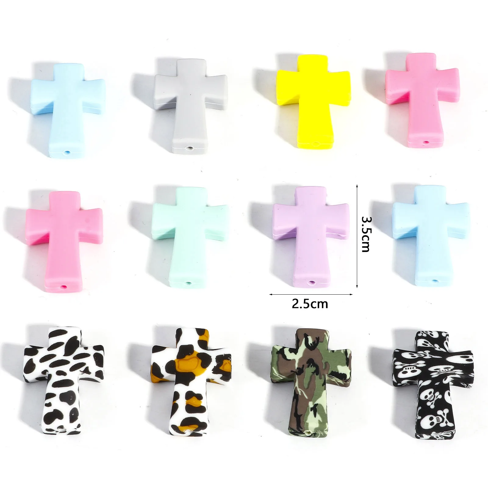 5 Piece Silicone Cross Religious Beads For DIY Charm Jewelry Making Findings Multicolor Beads Accessories About 3.5cm x 2.5cm