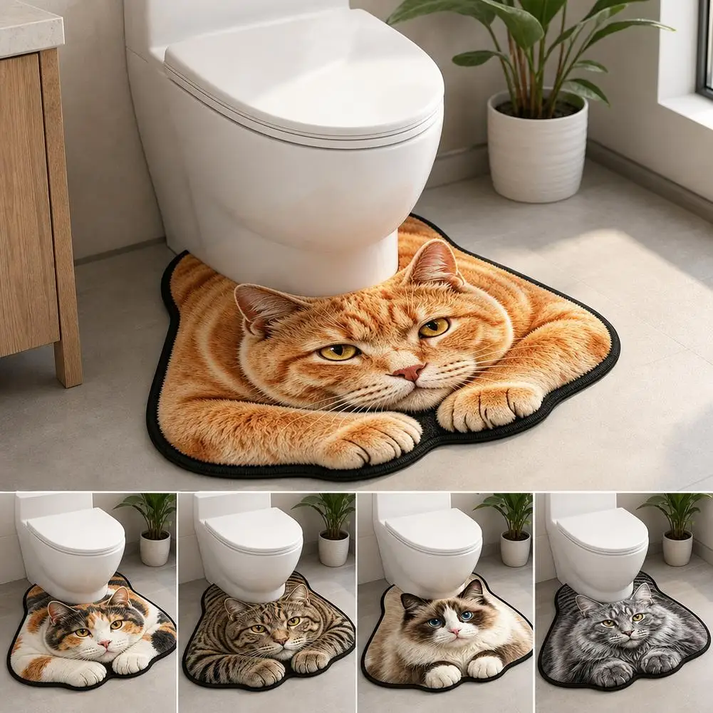 Lifelike Animal Toilet Floor Mat 40x50CM 50x60CM Diatomaceous Earth Water-Absorbing Non-Slip Washable Rug for Bathroom