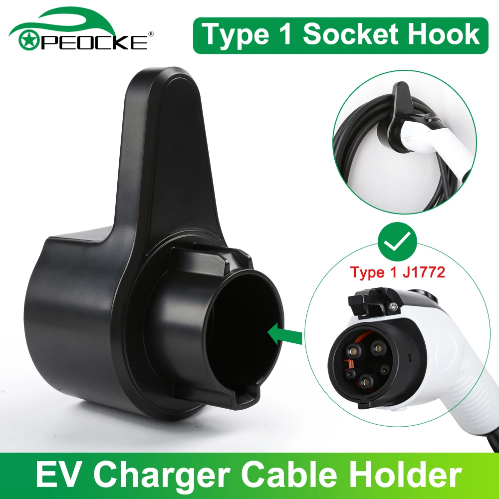 Peocke EV Charger Holder for Electric Car Charging Cable Type 1 J1772 Connector Socket Plug Wallbox Mount EV Charger Stand