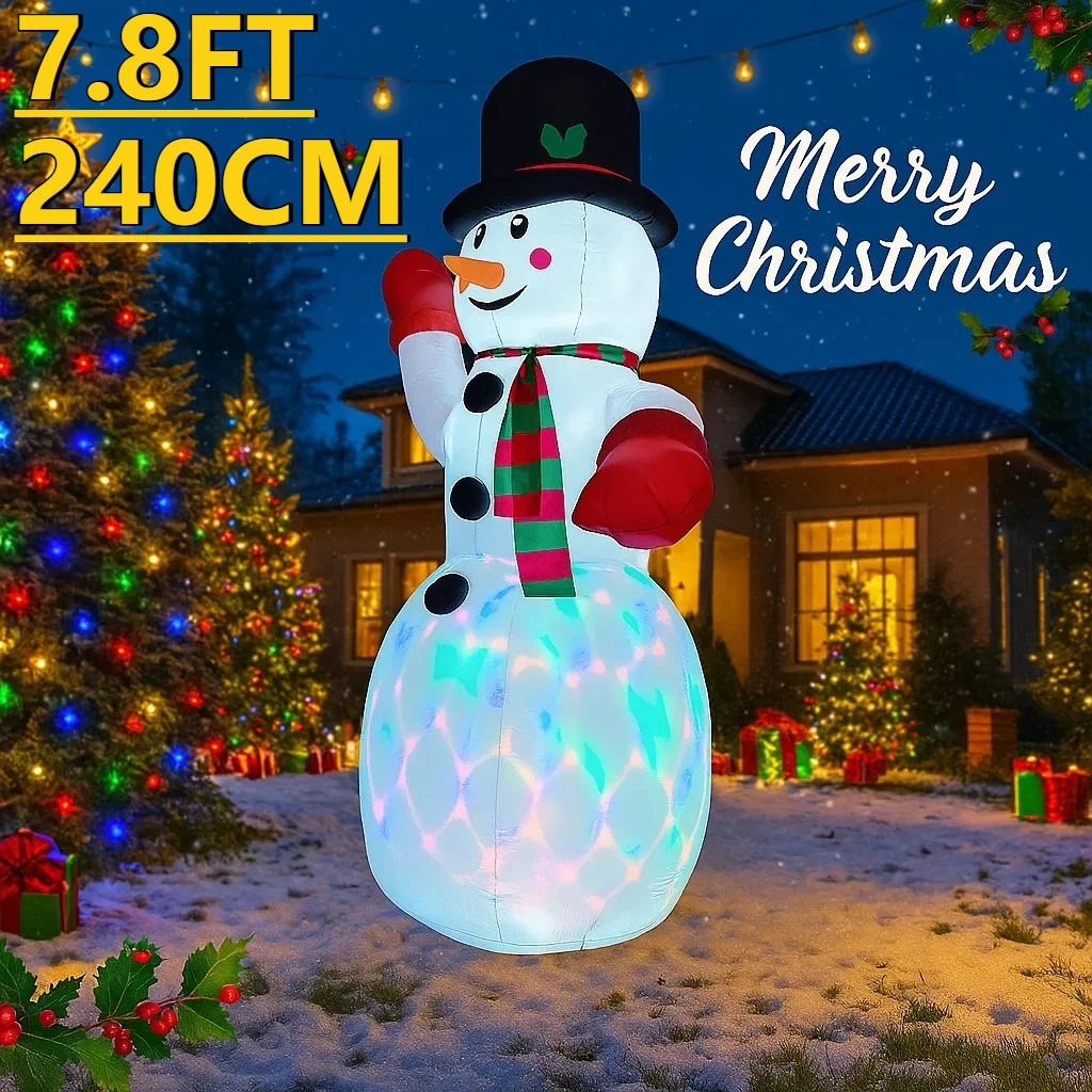 

7,8 футов Рождественский праздник надувной декор для двора светодиодный снеговик игрушка Рождество уличное украшение дома орнамент Рождественский праздничный подарок поставки