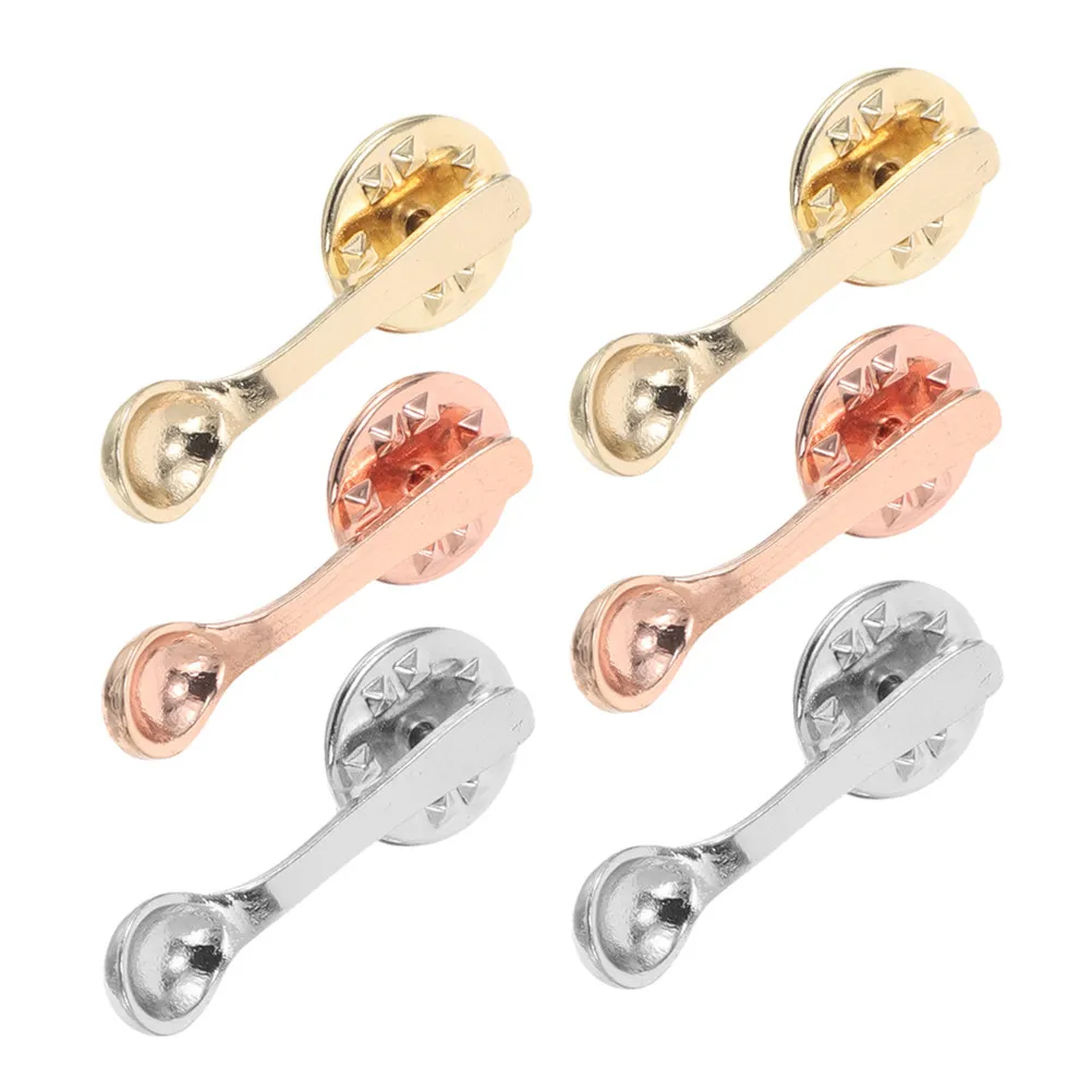 6Pcs Creative Coffee Brooch Pins Spoon Design Alloy Electroplated Shiny Lapel Pins for Bags Jackets Hats Office Party Travel