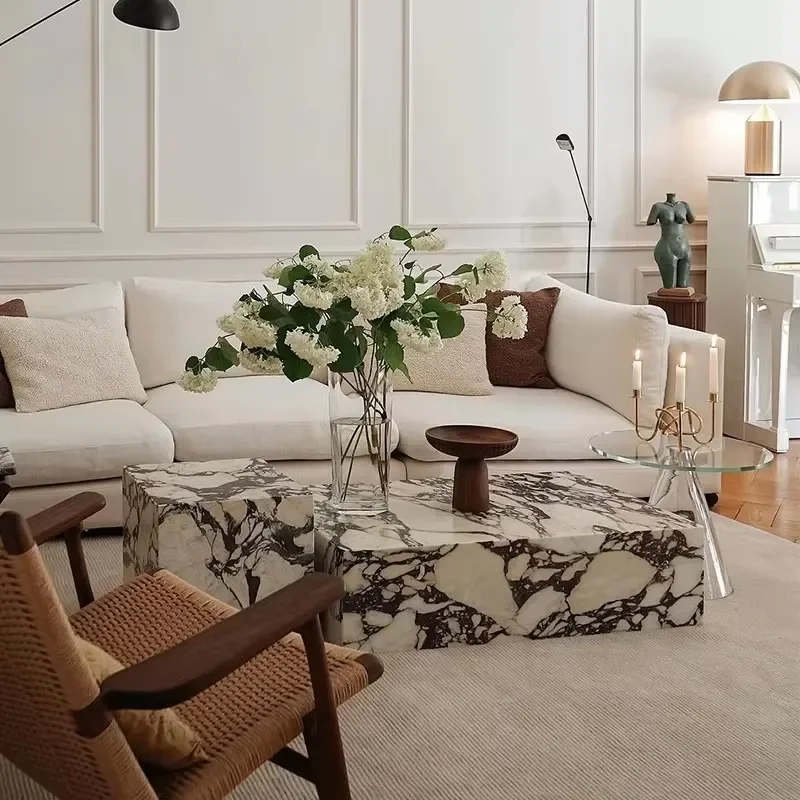 Nordic Luxury Clear Coffee Table Modern Space Saving Side Table Unique Book Storage End Table Home Living Room Furniture