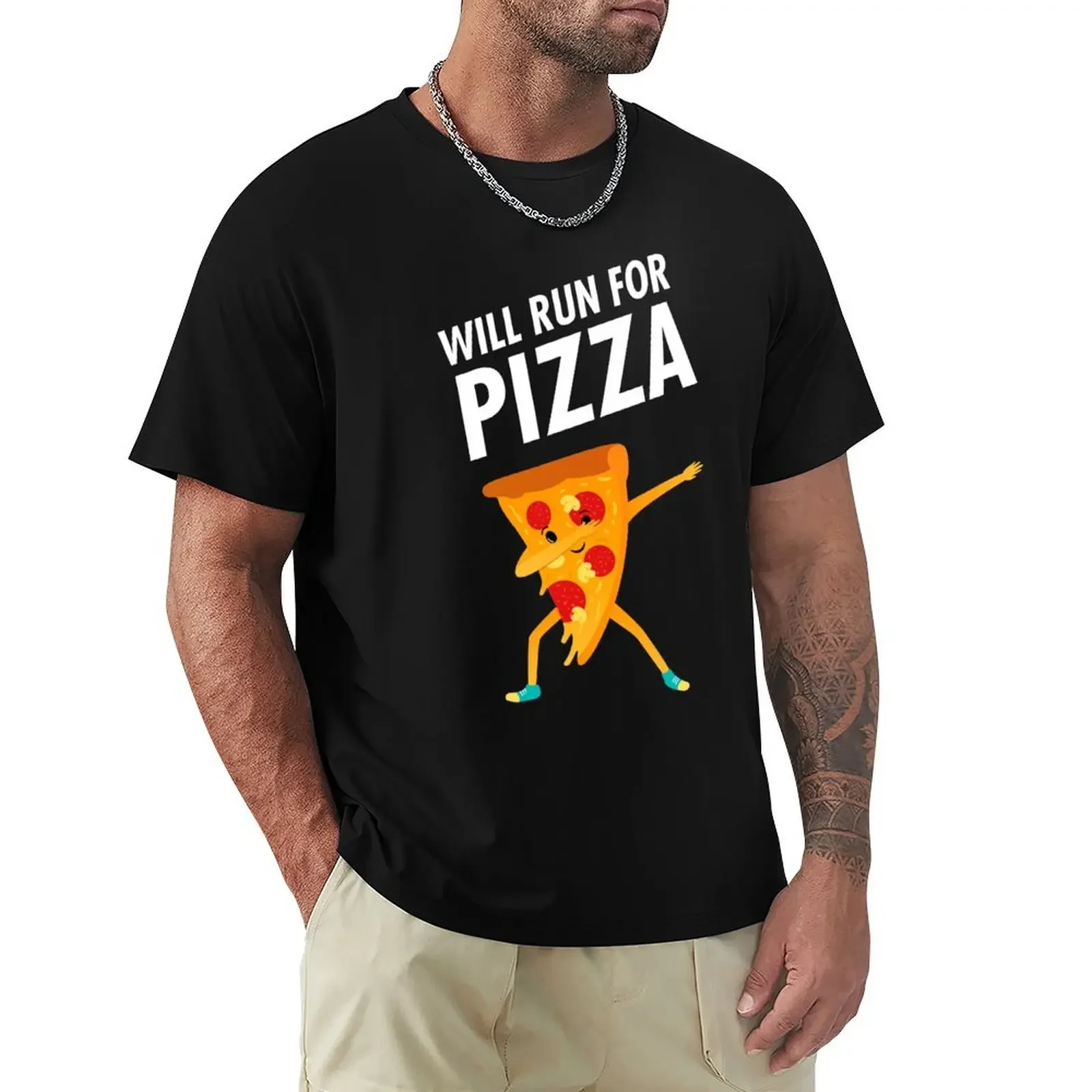 Will Run For Pizza - Dabbing Dab Dance Pizza - Running Marathon Workout Fitness Slogan T-Shirt man clothes Men's clothing