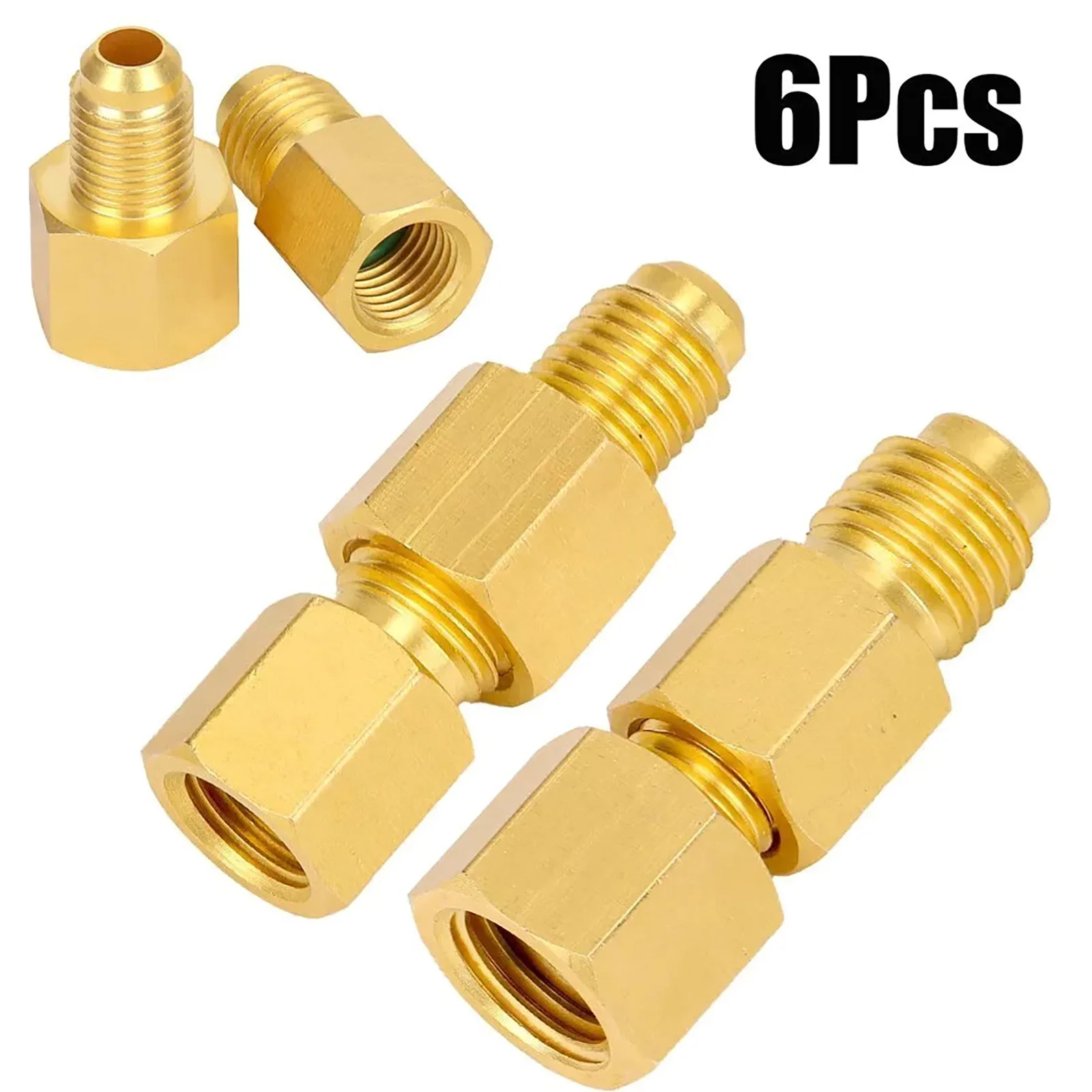 3Pcs R12 to R134a + 3Pcs R134a to R12 Adapter Set, AC Retrofit Conversion Fitting Kit for Charging Vacuum Pump Service Tools