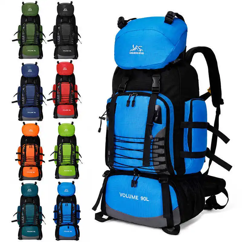 Men's 90L Waterproof Hiking Camping Backpack Large Capacity Outdoor Sports Bag for Travel Trekking Rucksack