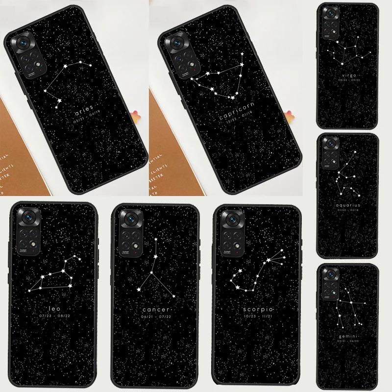 Zodiac Constellation Phone Case For Xiaomi Redmi Note 12 8 9 10 11 Pro 8T 9S 10S 11S 12S 10A 9C 10C 12C Cover