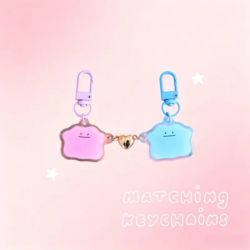 Image of Ditto Passende Paar-Acryl-Schlüsselanhänger Magnetisches Herz-Paar-Anhänger Einfarbiger Charakter-Taschenanhänger Sammlerstück Rucksack-Ornament