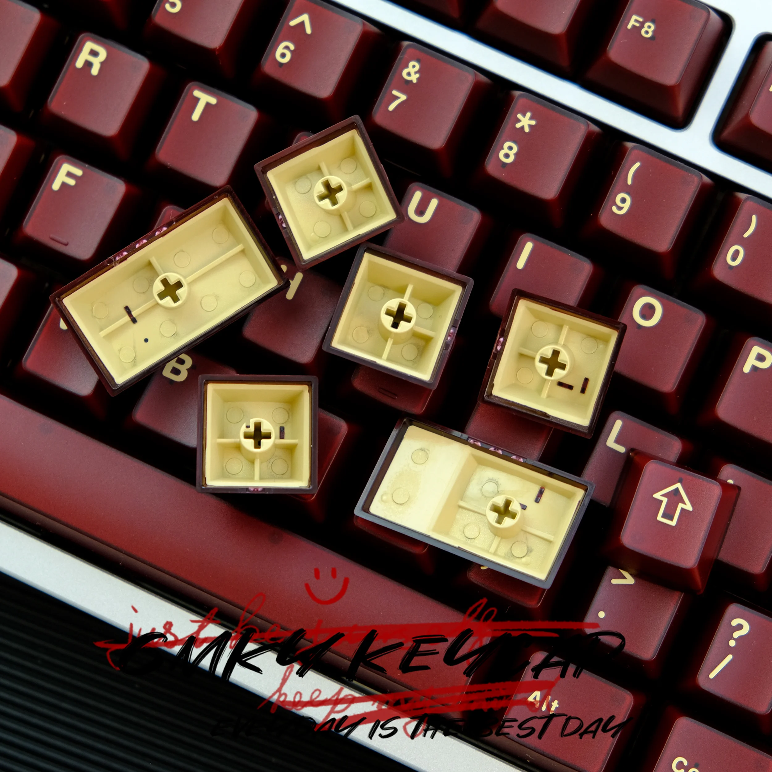 Imagem -03 - Gmky Semitransparentes Keycaps Perfil Cereja Tiro Duplo Abs Font Pbt Vermelho Azul Teclado Mecânico Interruptor mx