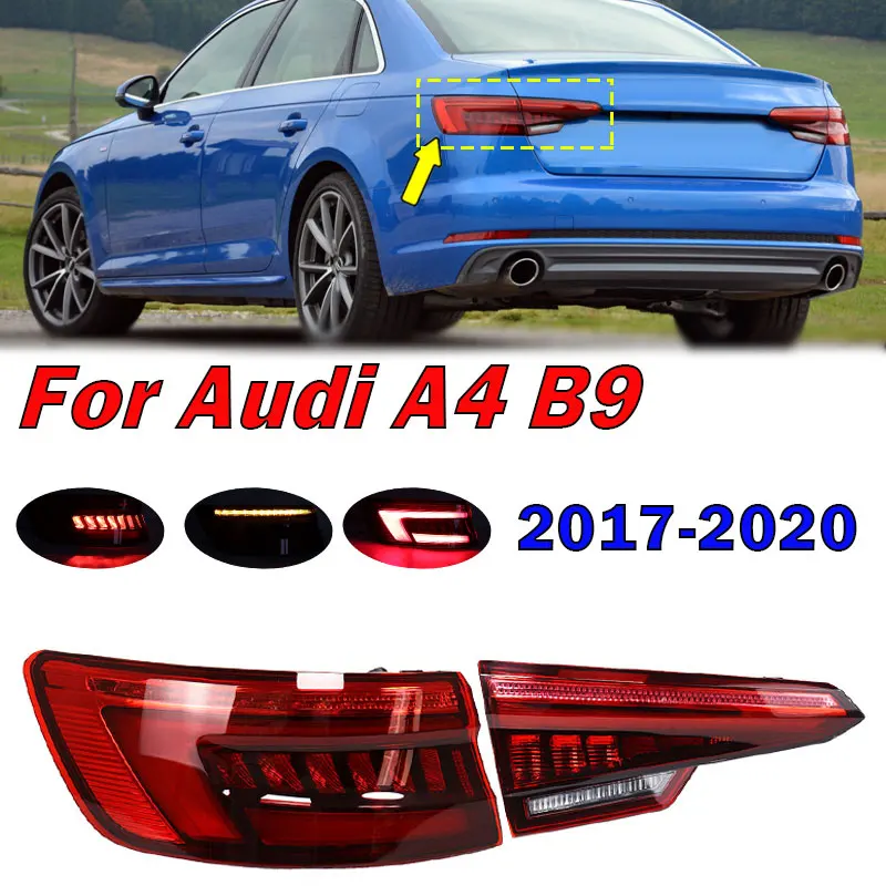 

Для Audi A4 B9 2017-2020 автомобильные аксессуары задний фонарь светодиодный указатель поворота предупреждающий стоп-сигнал задний сигнальный фонарь авто задний фонарь в сборе