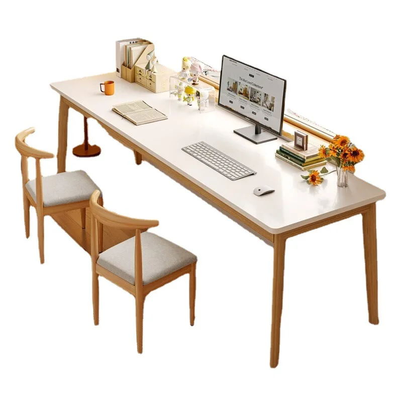 Customized long desk, solid wood legs, rectangular desk, student writing computer desk, home workbench
