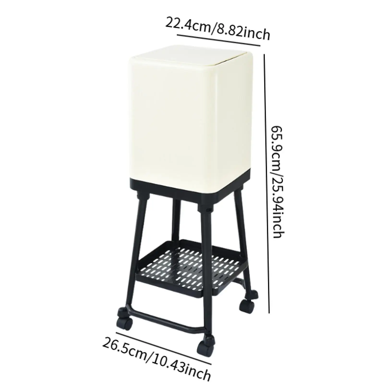 바퀴 달린 쓰레기통 이동식 쓰레기통 창의적이고 하단 선반 높은 발판