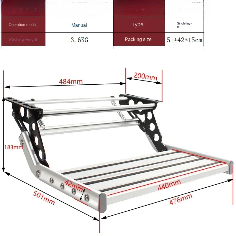 Caravan Foot Steps Manual Folding Ladder Steps Aluminum Alloy Telescopic Non-slip Camper Travel Trailer Caravan Accessories