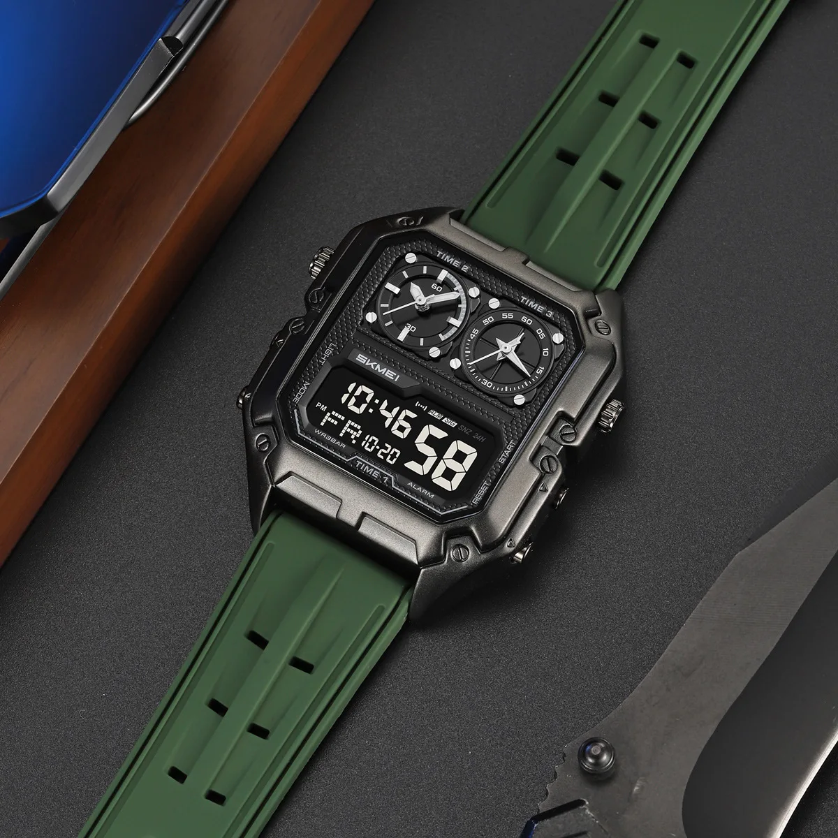 Men's Multi-function Dual-display Electronic Watch Four-place Time Stopwatch Countdown Luminous Wholesale 2580 view 3