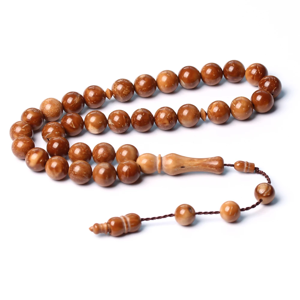 Rosary มุสลิม Kuka Tasbih แสงธรรมชาติไม้สีน้ำตาล Man 'S Misbaha ลูกปัดเครื่องประดับของอิสลามสร้อยข้อมือ