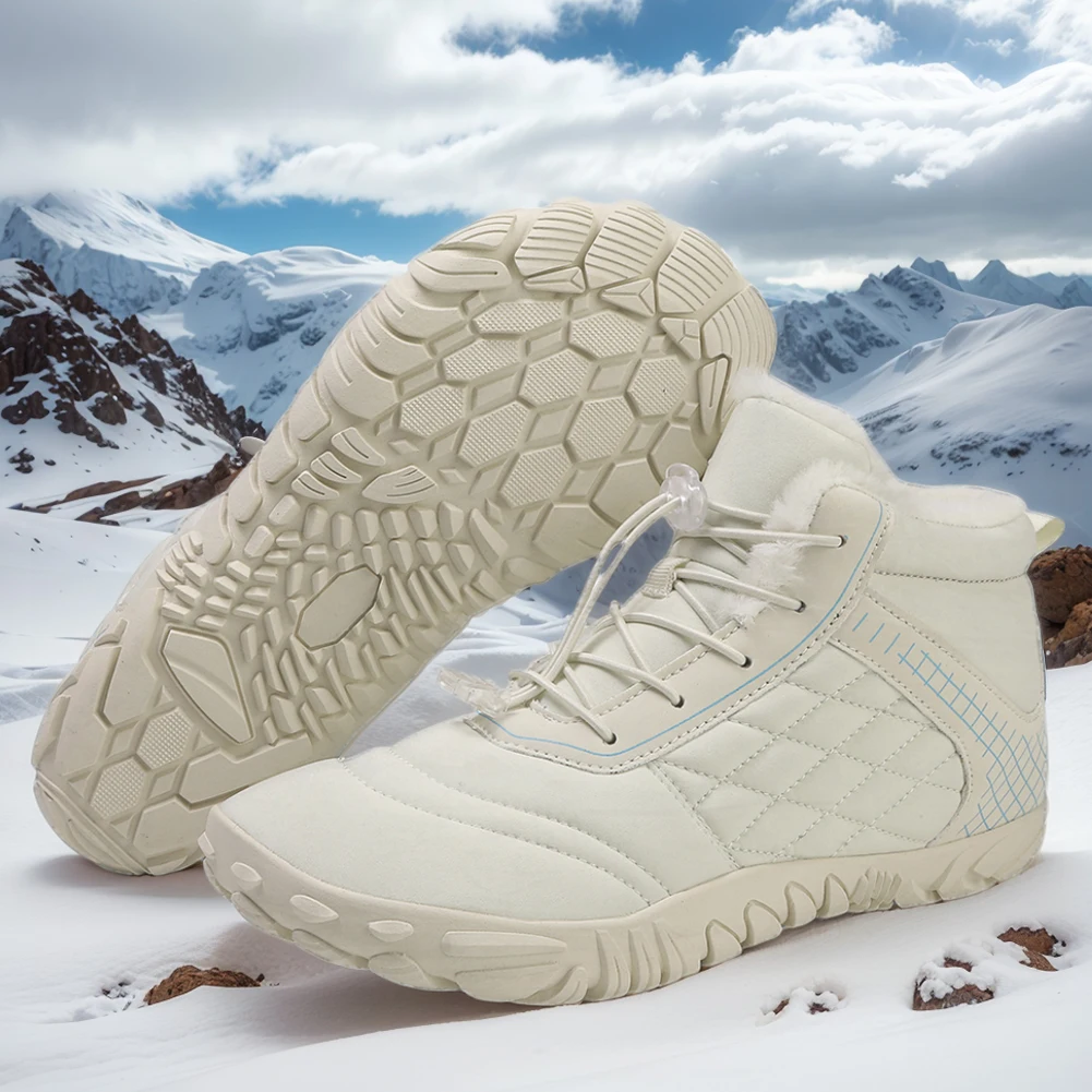 Barefoot Snow Boots High-Top Barefoot Shoes Anti Slip Outdoor Trekking Shoes Plush Casual Winter Booties for Men Women