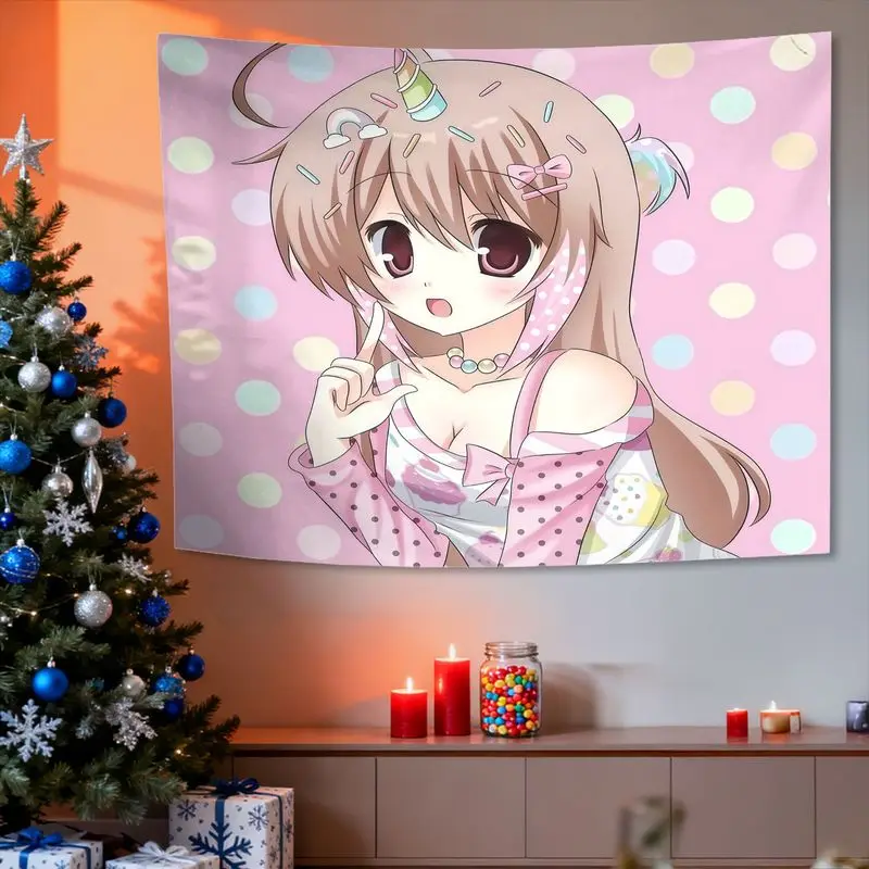 VIKAMA Kawaii Pink Anime Girl Tapestry Dessert Unicorn Cute Japanese Wall Hanging for Bedroom Dorm Otaku Room Art Gift