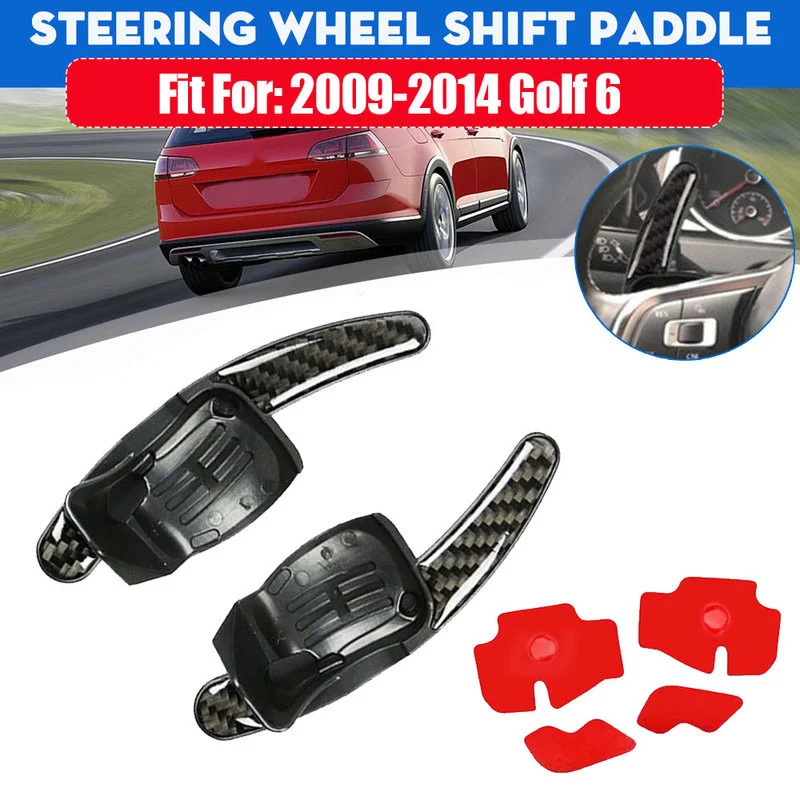 

2pcs Car Steering Wheel Shift Paddle Extension Carbon Fiber Style Left Right Steering Wheel Shift Paddles Decor for 09-14 Golf 6