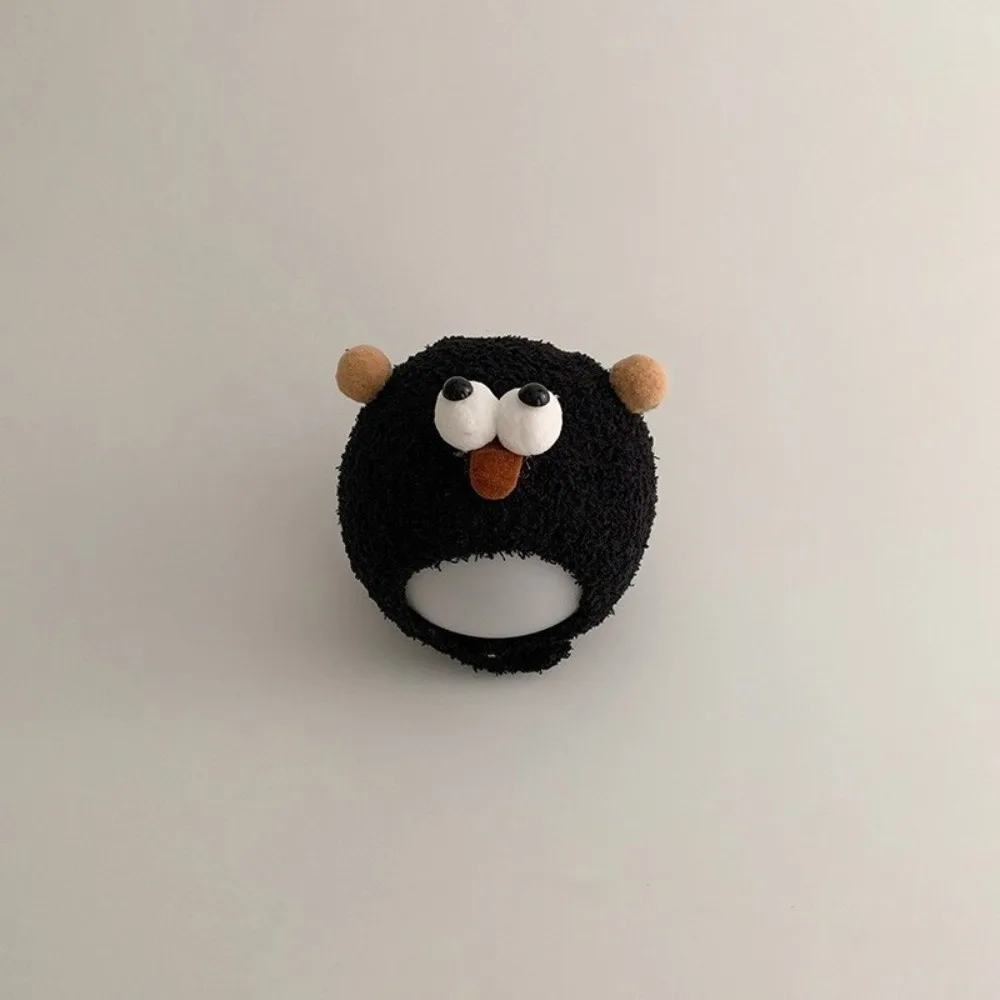 New Warm Knitted Hat Coldproof Cute Bear Pullover Cap Windproof Ball Beanie Hat Outdoor Sports