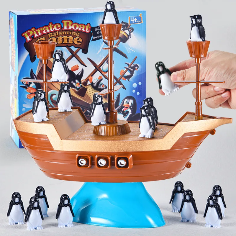 Children's Puzzle Iceberg Penguin Ship Balancing Toys Family Party Two-Player Match Parent-child Interactive Desktop Game Toys