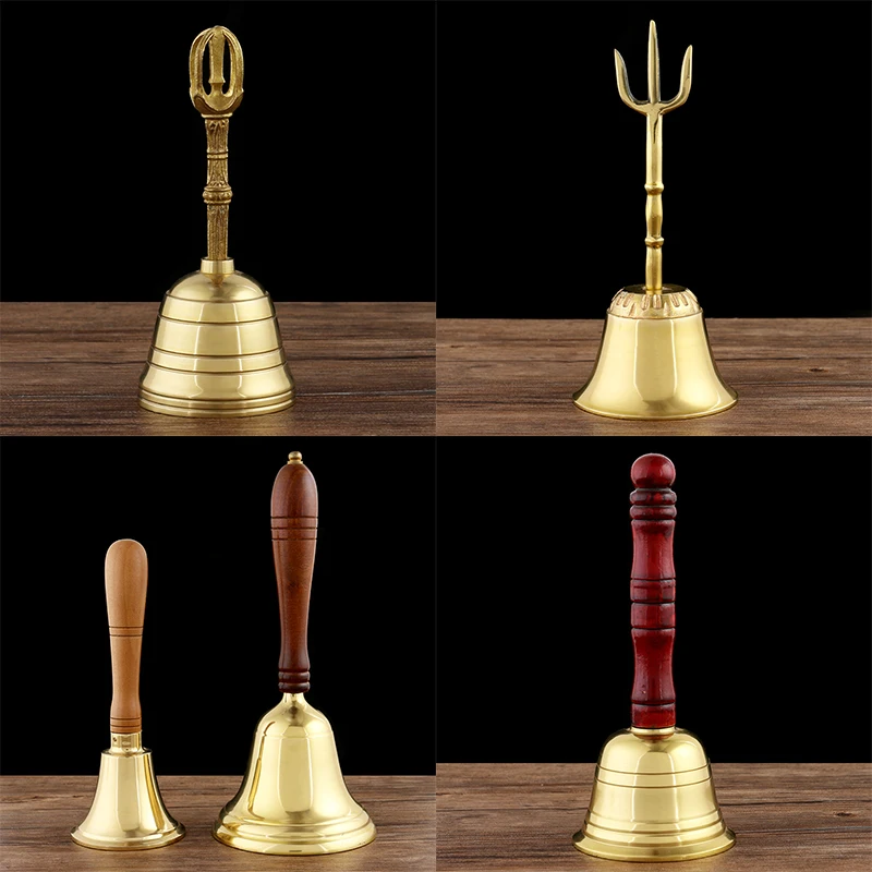 1pc Chinese Style Metal Hand Cranked Bell Apparatus Artifact Accessories Legal Supplies Sacrificial Artifact Feng Shui Decor