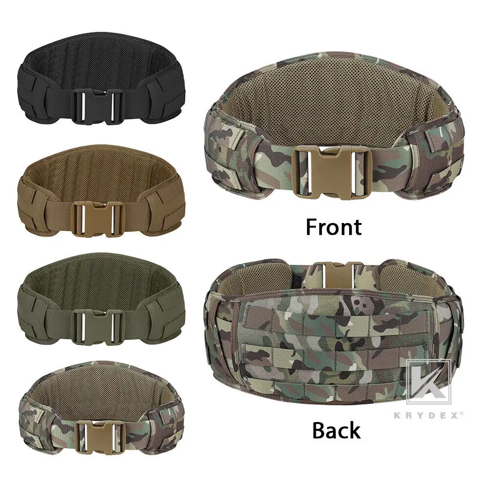 KRYDEX Tactical Men Waist Belt GEN 2 Padded Battle Belt Quick Release For Hunting Airsoft Outdoor MOLLE PALS Mesh Lining