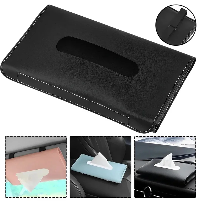 1/2/3/4Pcs Car Sun Visor Tissue Box PU Leather Tissue Box Holder Car Sun Visor Mask Storage Box Car Interior Decoration