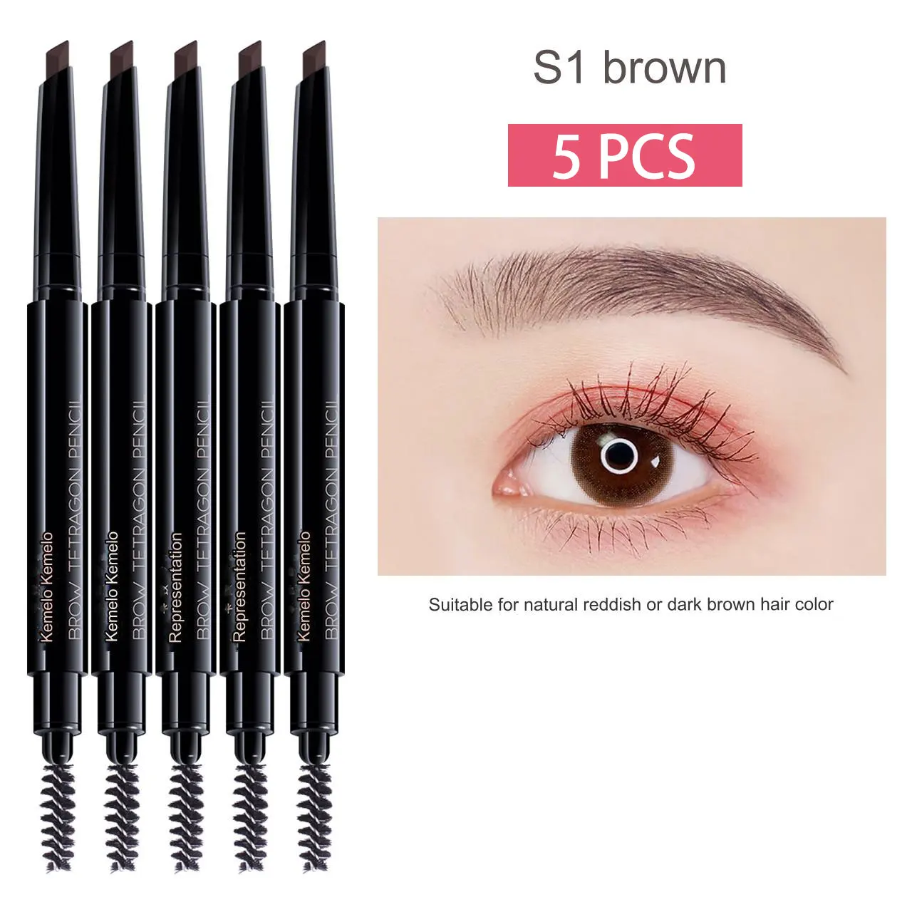 Nice Colour & Texture Eyebrow Pen, Microblading Eyebrow Pencil With 4 Head, Stable   & Stong Body Brows Makeup ( 5 Colors)