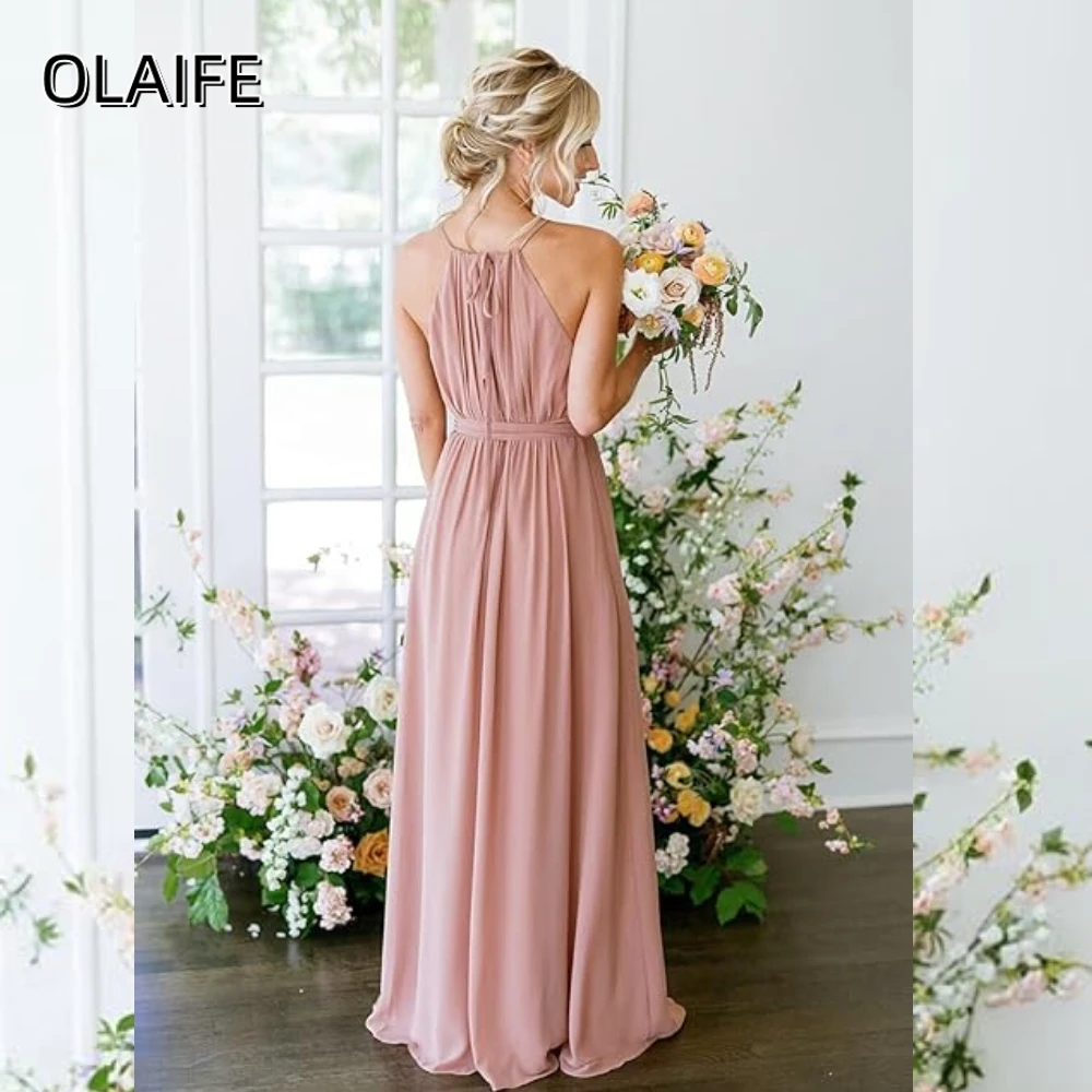 الرسن مطوي الشيفون فساتين حفلة موسيقية طويلة مع وشاح فساتين الحفلات الرسمية ثوب مسائي مخصص فساتين السهرة #2