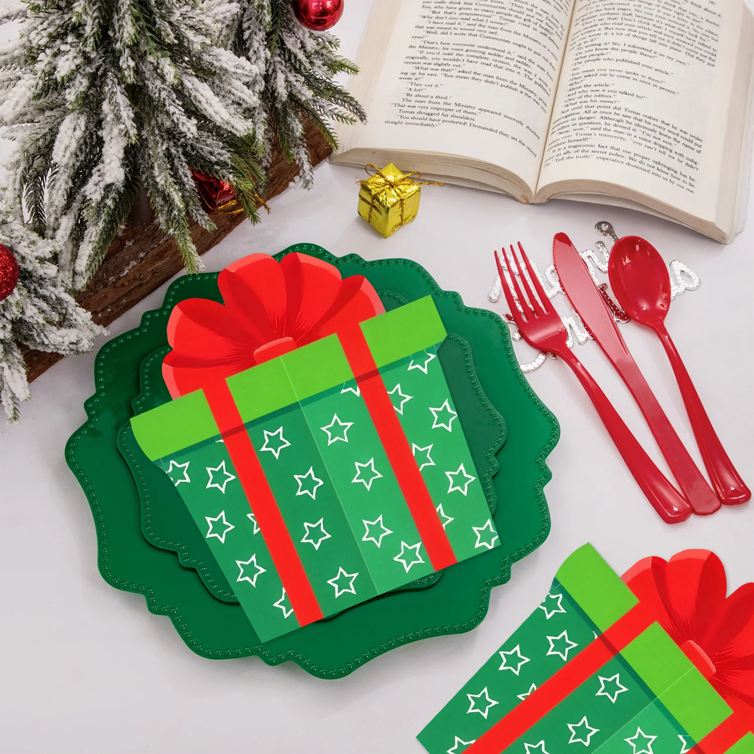 Christmas themed opposite sex tissue, Christmas decoration 2026 Happy New Year home decoration party napkins